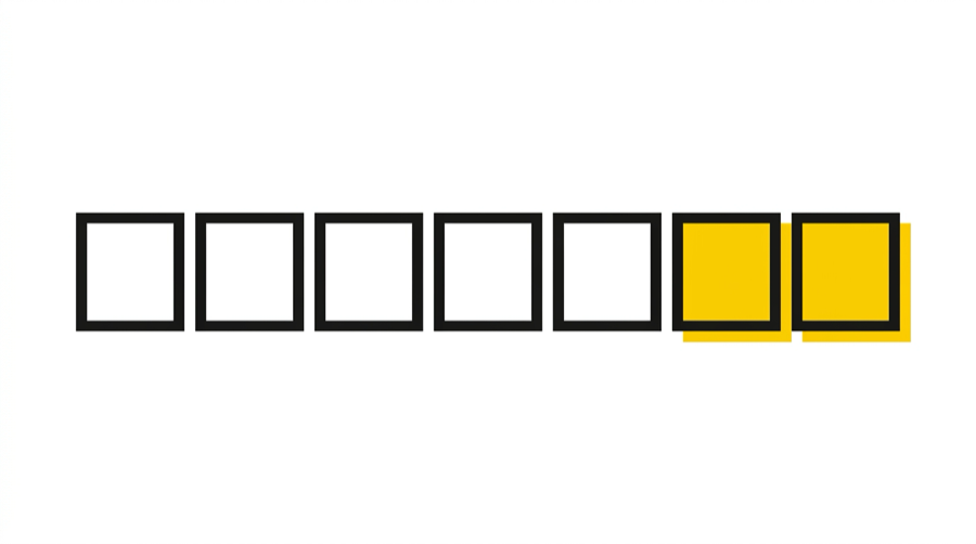 Seven squares representing a week, five outlined and two filled to mark the weekend